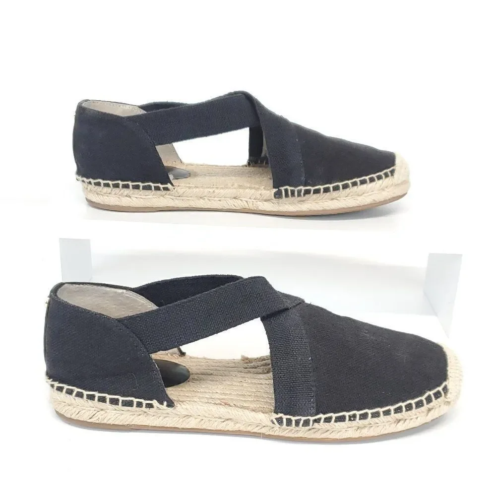 Michael Kors Dana Elastic Crisscross Black Canvas Espadrilles Shoes
